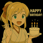 a girl is holding a cake with candles and the words happy birthday
