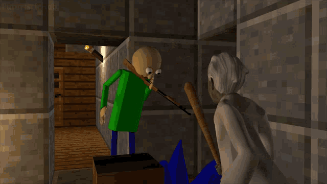 a screenshot of a video game shows a man in a green shirt