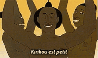 a cartoon of a woman holding two babies with the words " kirikou est petit " written on the bottom
