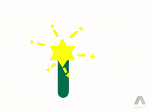 a green wand with a yellow star in the middle