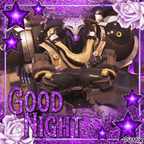 a picture of a robot with the words " good night " on it