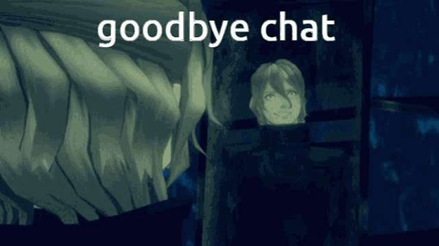 a picture of a girl with the words goodbye chat written on it