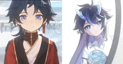 a boy and a girl are standing next to each other and looking at each other .