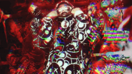 a man in a skull and crossbones outfit is standing in a dark room