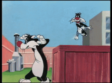 sylvester and tweety from looney tunes are jumping over a red fence