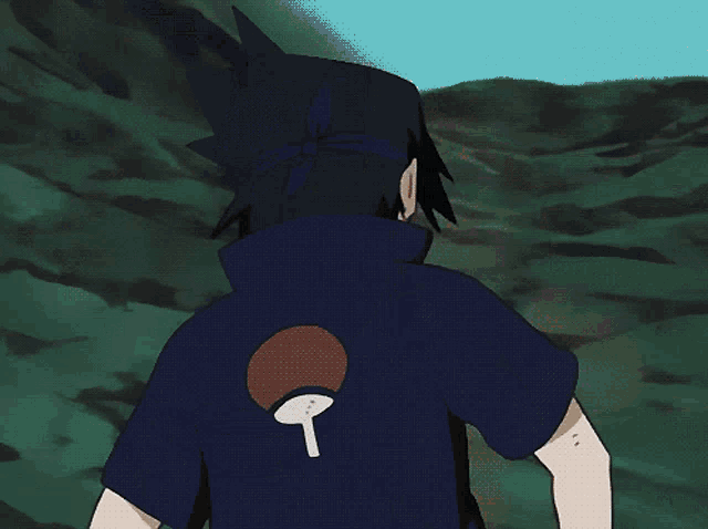a pixelated image of naruto and sasuke fighting with a green background