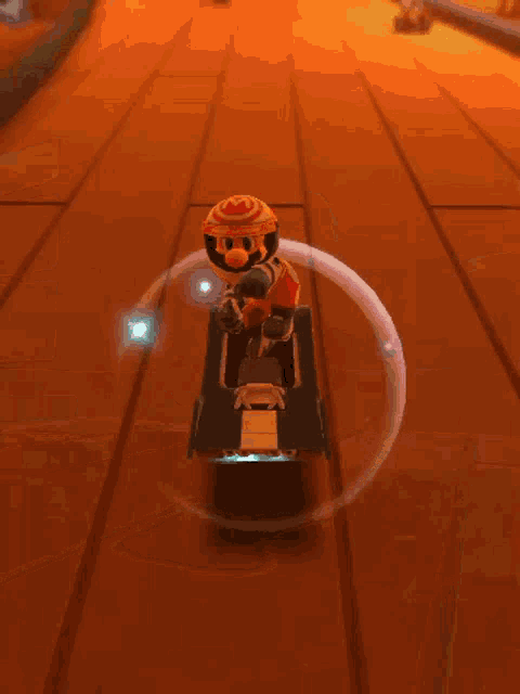 a cartoon character is flying through a bubble with a car in it