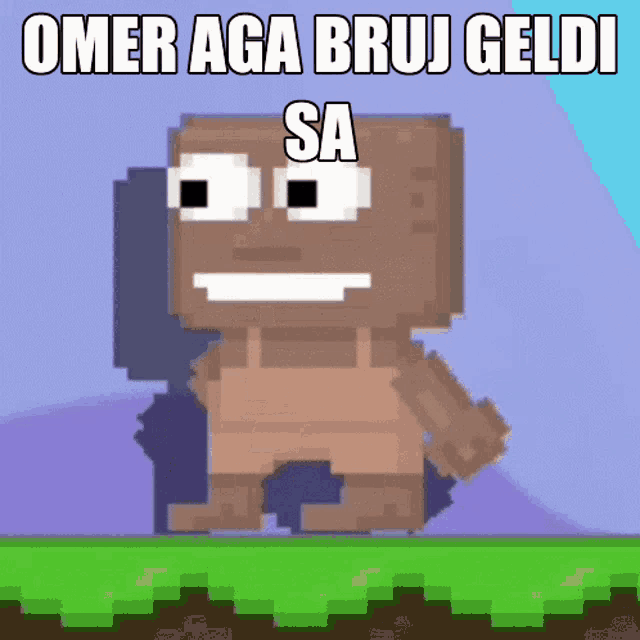 a cartoon character with the words omer aga bruj geldi sa on the bottom