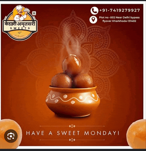 an advertisement for a sweet monday with a bowl of food