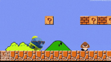 a screenshot of a video game with a green pipe and a question mark