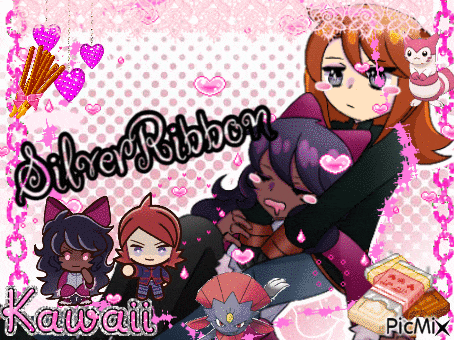 a picture of a girl with the words silver ribbon kawaii