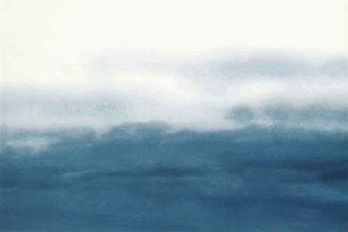 a painting of a blue sky with white clouds in it