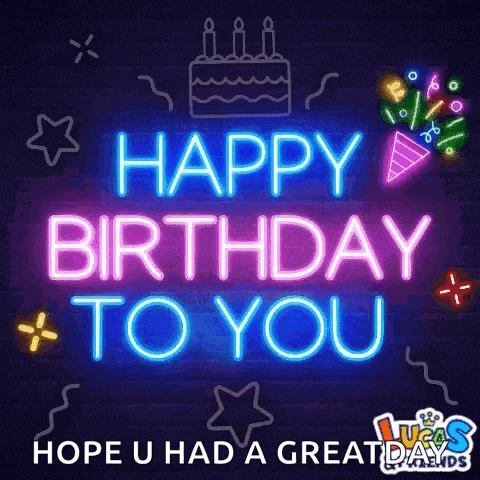 a neon sign that says `` happy birthday to you ''