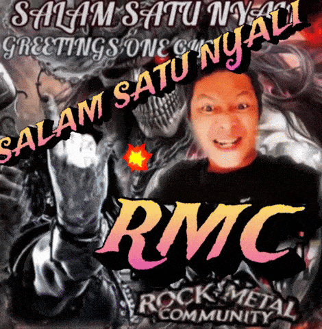 a poster for rmc rock metal community with a picture of a man