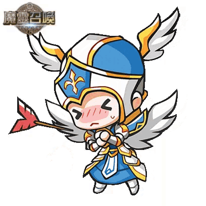 a cartoon of a knight with wings holding a heart and a sword .