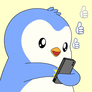 a cartoon penguin is holding a cell phone and giving a thumbs up sign