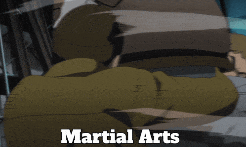 a picture of a man with martial arts written on the bottom right
