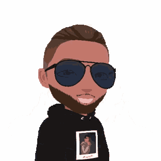 a cartoon of a man wearing sunglasses and a black shirt