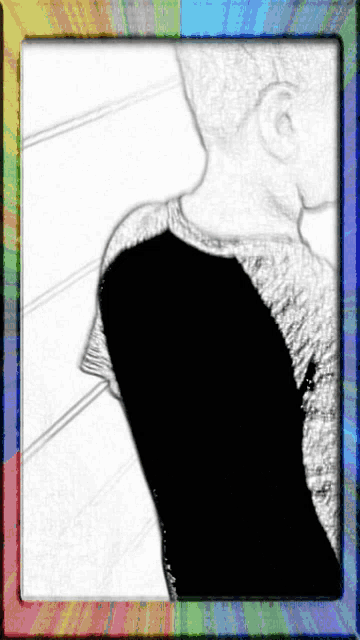 a drawing of a person 's back with a rainbow frame