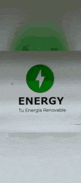 a green lightning bolt in a circle with the word energy on it .