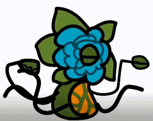 a drawing of a flower with a blue center