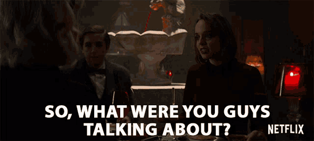 a netflix advertisement shows a woman talking to a man