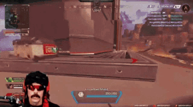 a man with a mustache is playing a video game on a computer screen