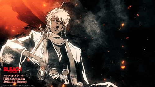 a bleach poster shows a man with a sword