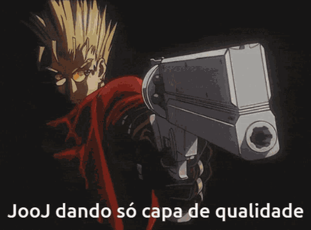 a cartoon character with the words jooj dando so capa de qualidade written below him