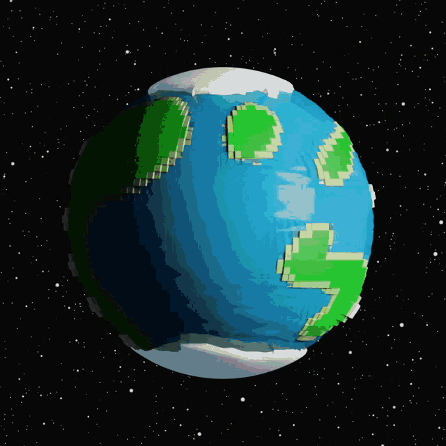 a pixelated image of a globe with a white circle in the middle