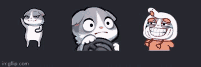 a cartoon of a cat holding a steering wheel with other cartoons