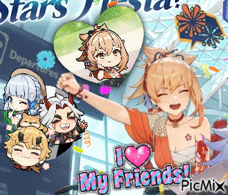 a collage of anime characters with the words i love my friends on the bottom