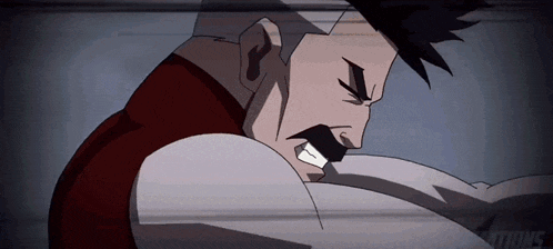 a cartoon of a man with a mustache and a red shirt is shown
