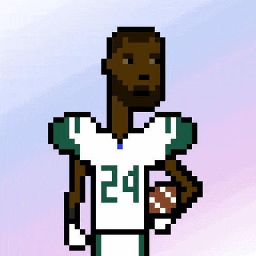 a pixel art drawing of a football player wearing number 24