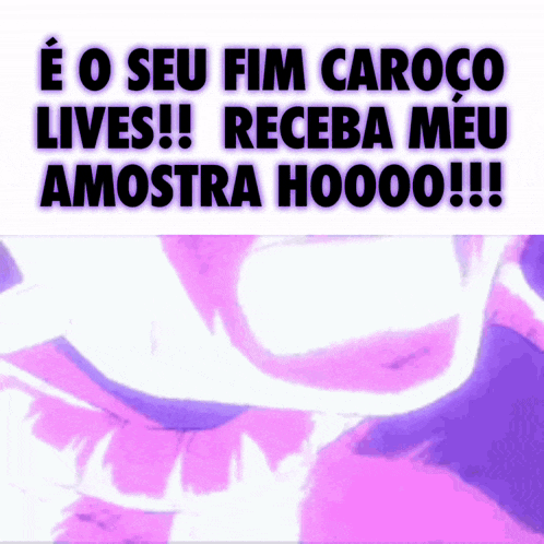 a purple and white background with the words " e o seu fim caroco lives "