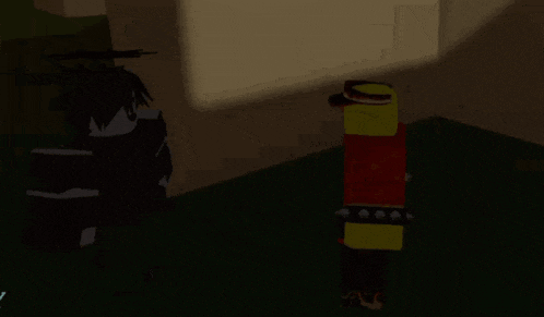 a cartoon character is standing next to another cartoon character in a video game