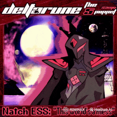 a poster for the delferine 5 puppet shows a cartoon character in front of a planet