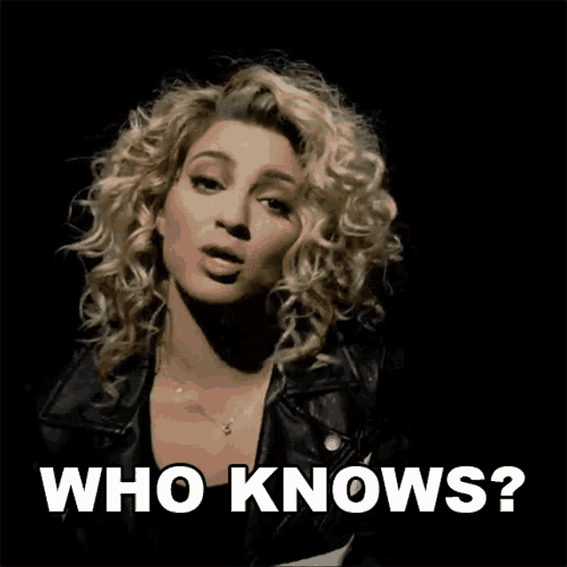 a woman blowing a kiss with the words " who knows " below her