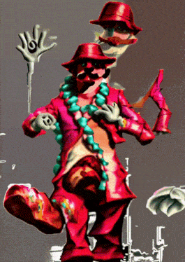 a cartoon drawing of a man wearing a hat and a necklace with the letter j on it