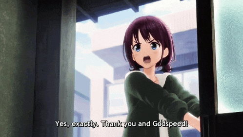 a girl in a green jacket says yes exactly thank you and godspeed