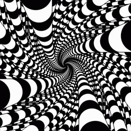 a black and white optical illusion that looks like a swirl
