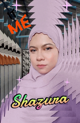 a woman wearing a purple hijab with the name shazura