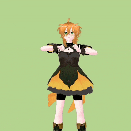 a cartoon character with orange hair and green eyes