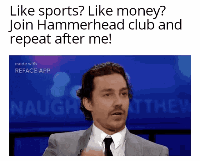 a man in a suit and tie is talking about sports and money
