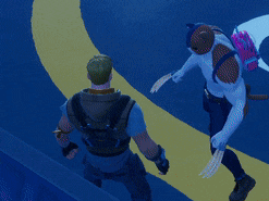 a man in a video game is standing next to a man in a white suit