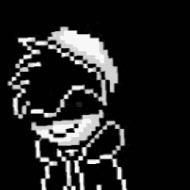a pixel art drawing of a person with a bow tie and sunglasses .