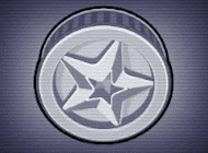 a silver wheel with a star in the center on a purple background