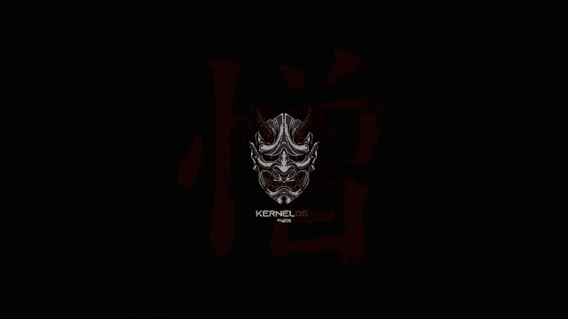 a black background with a samurai mask and the word kernel