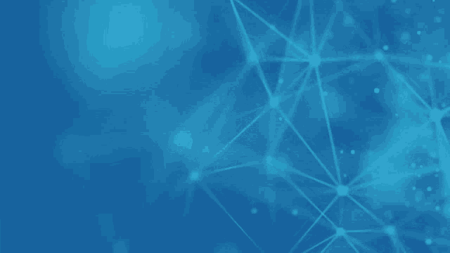 a blue background with a grid of lines and dots
