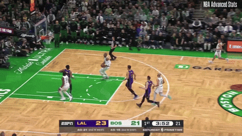 a basketball game is being played in boston